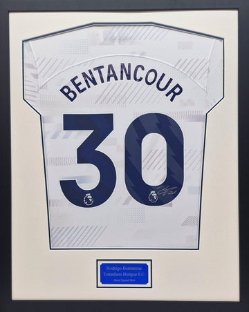 Rodrigo Bentancur Signed Spurs Shirt - Framed with COA - Darling Picture Framing