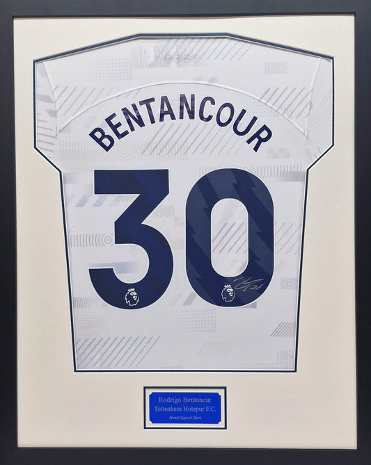 Rodrigo Bentancur Signed Spurs Shirt - Framed with COA - Darling Picture Framing