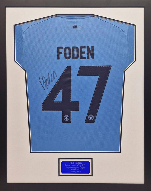 Phil Foden Signed Manchester City 2023 Champions League Shirt - Framed with COA - Darling Picture Framing