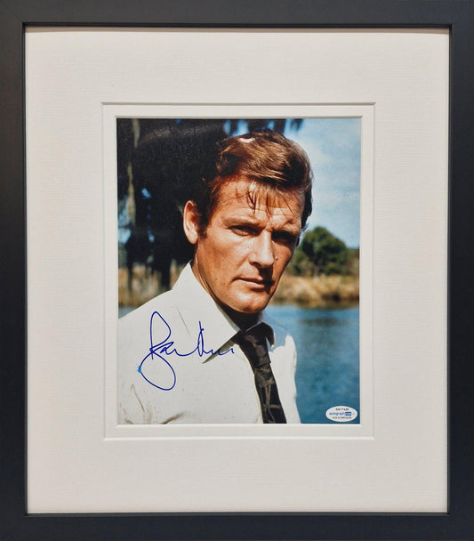 Roger Moore Signed James Bond Photo - Framed with COA - Darling Picture Framing