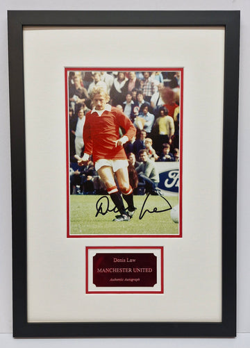 Denis Law Signed Manchester UTD Photo Framed