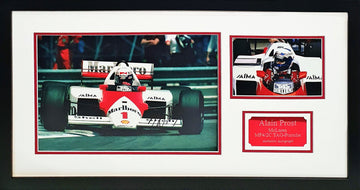 Alain Prost Signed McLaren 1986 F1 World Champion Photo Framed.