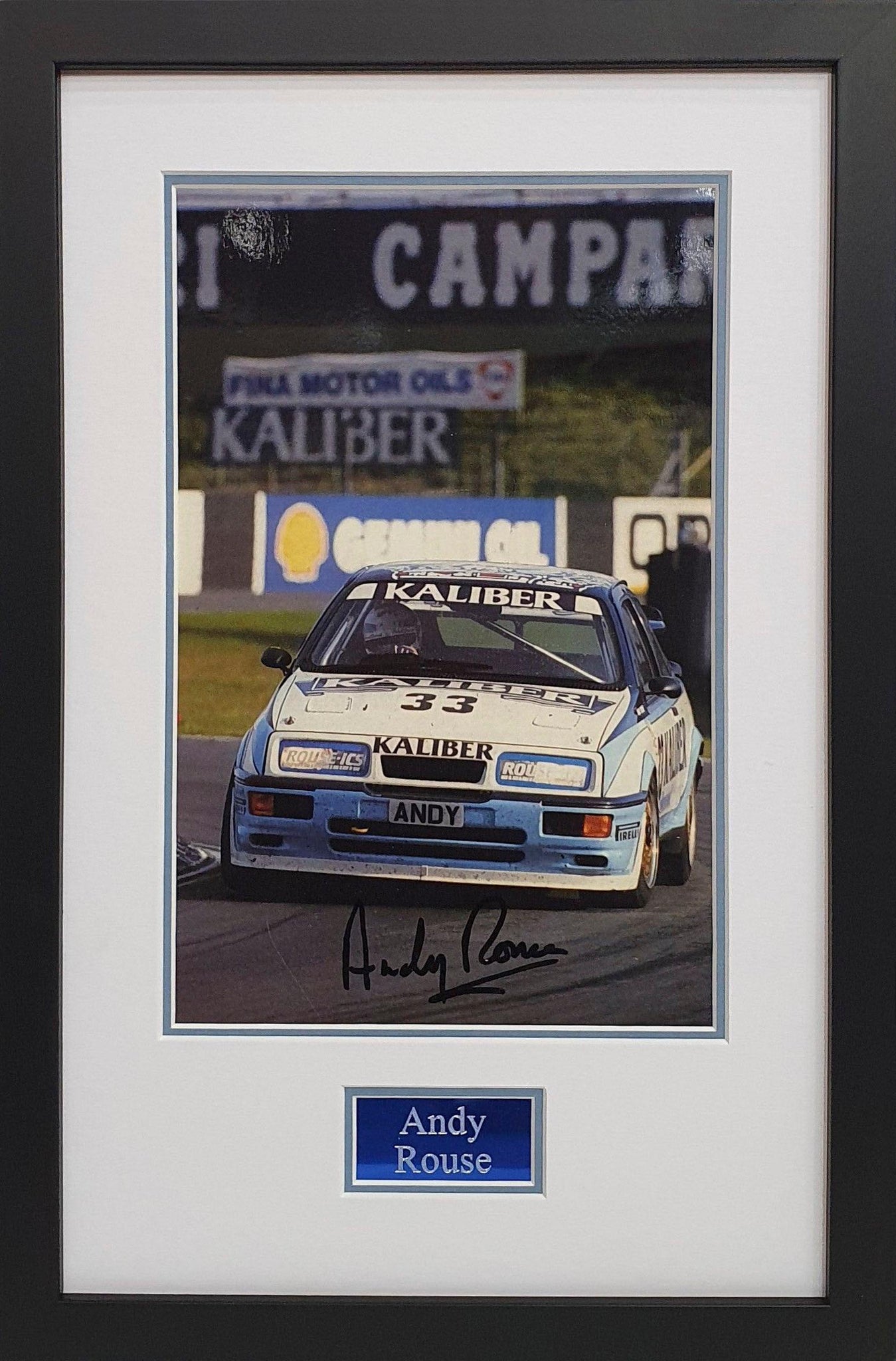 Andy Rouse Signed Sierra RS 500 Cosworth Photo -Framed with COA - Darling Picture Framing