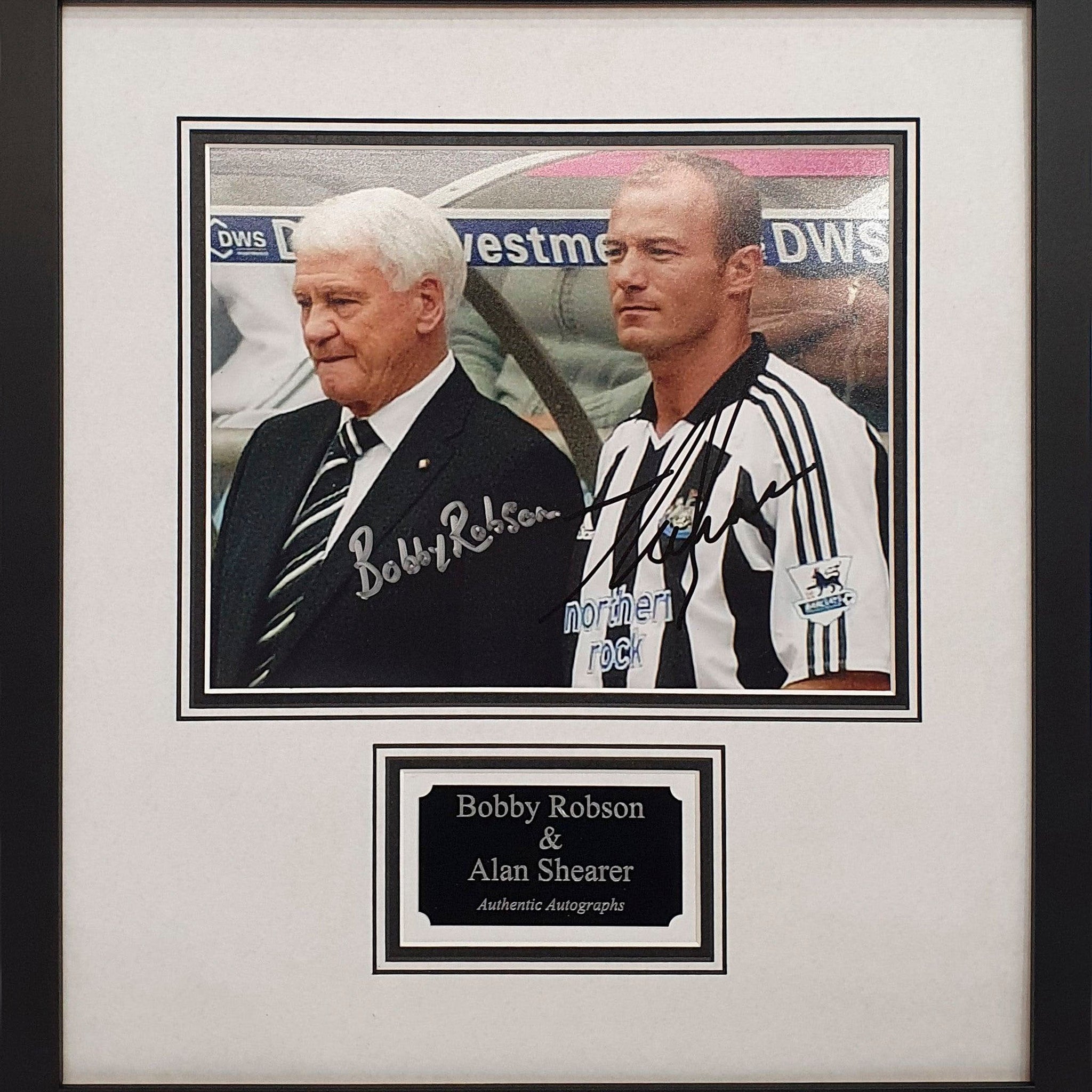 Bobby Robson & Alan Shearer Signed Newcastle United Photo Framed.