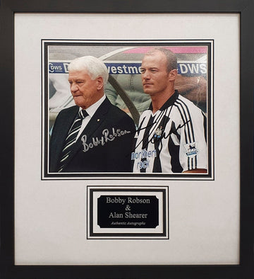 Bobby Robson & Alan Shearer Signed Newcastle United Photo Framed.