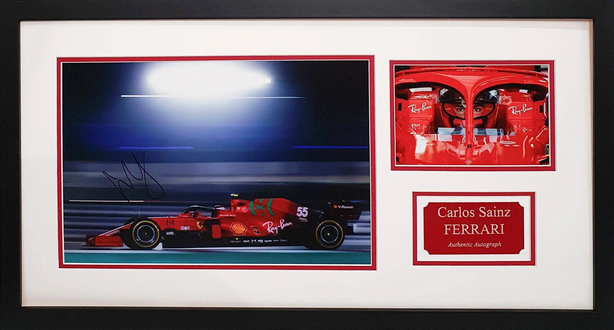 Carlos Sainz Jnr Signed Ferrari F1 Photo - Framed with COA - Darling Picture Framing