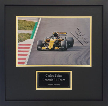 Carlos Sainz Signed Renault F1 Photo - Framed with COA - Darling Picture Framing