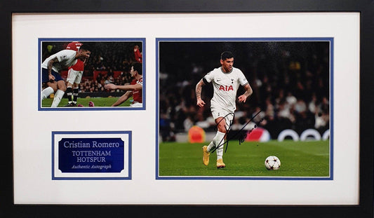 Cristian Romero Signed Spurs Photo - Framed with COA - Darling Picture Framing