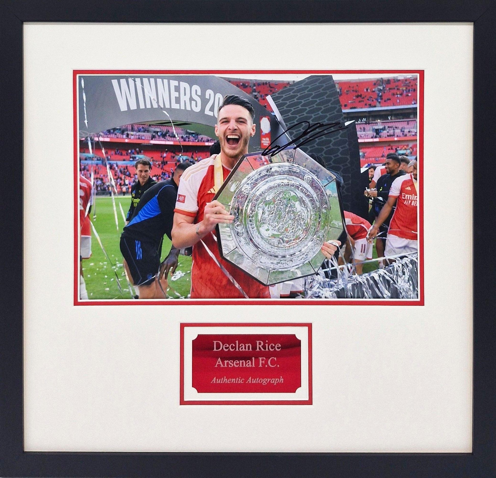 Declan Rice Signed Arsenal Photo - Framed with COA - Darling Picture Framing