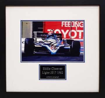 Eddie Cheever Signed Ligier JS17 Photo - Framed with COA - Darling Picture Framing