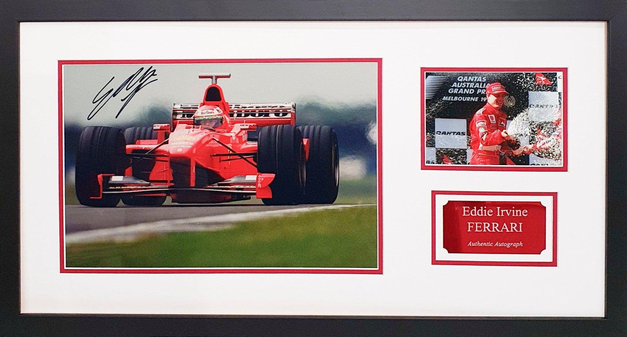 Eddie Irvine Signed Ferrari F1 Photo - Framed with COA - Darling Picture Framing