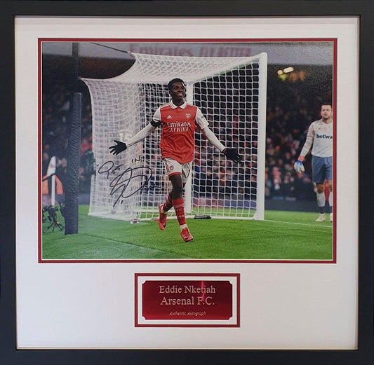 Eddie Nketiah Signed Large Arsenal Photo - Framed with COA - Darling Picture Framing