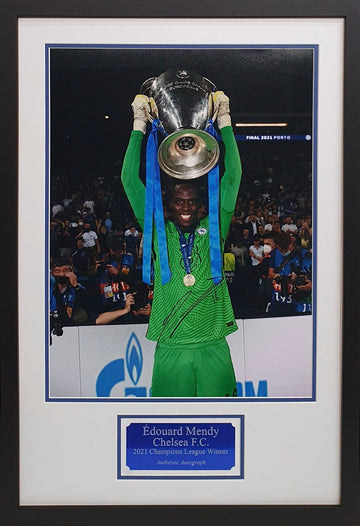 Edouard Mendy Signed Chelsea Photo - Framed with COA - Darling Picture Framing