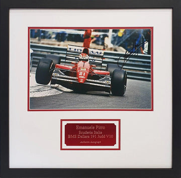 Emanuele Pirro Signed Scuderia Italia Photo - Framed with COA - Darling Picture Framing