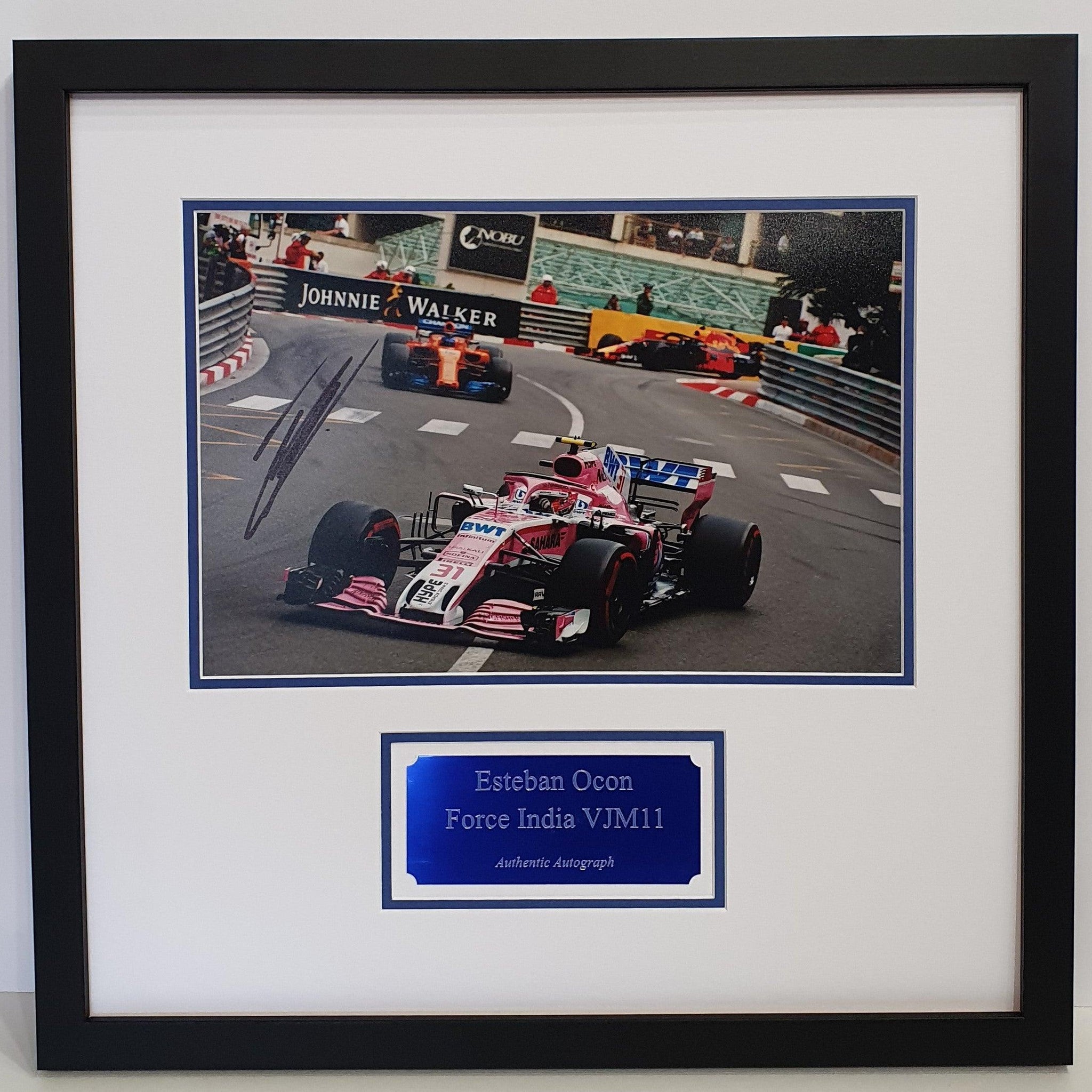 Esteban Ocon Signed Force India Photo Framed. - Darling Picture Framing