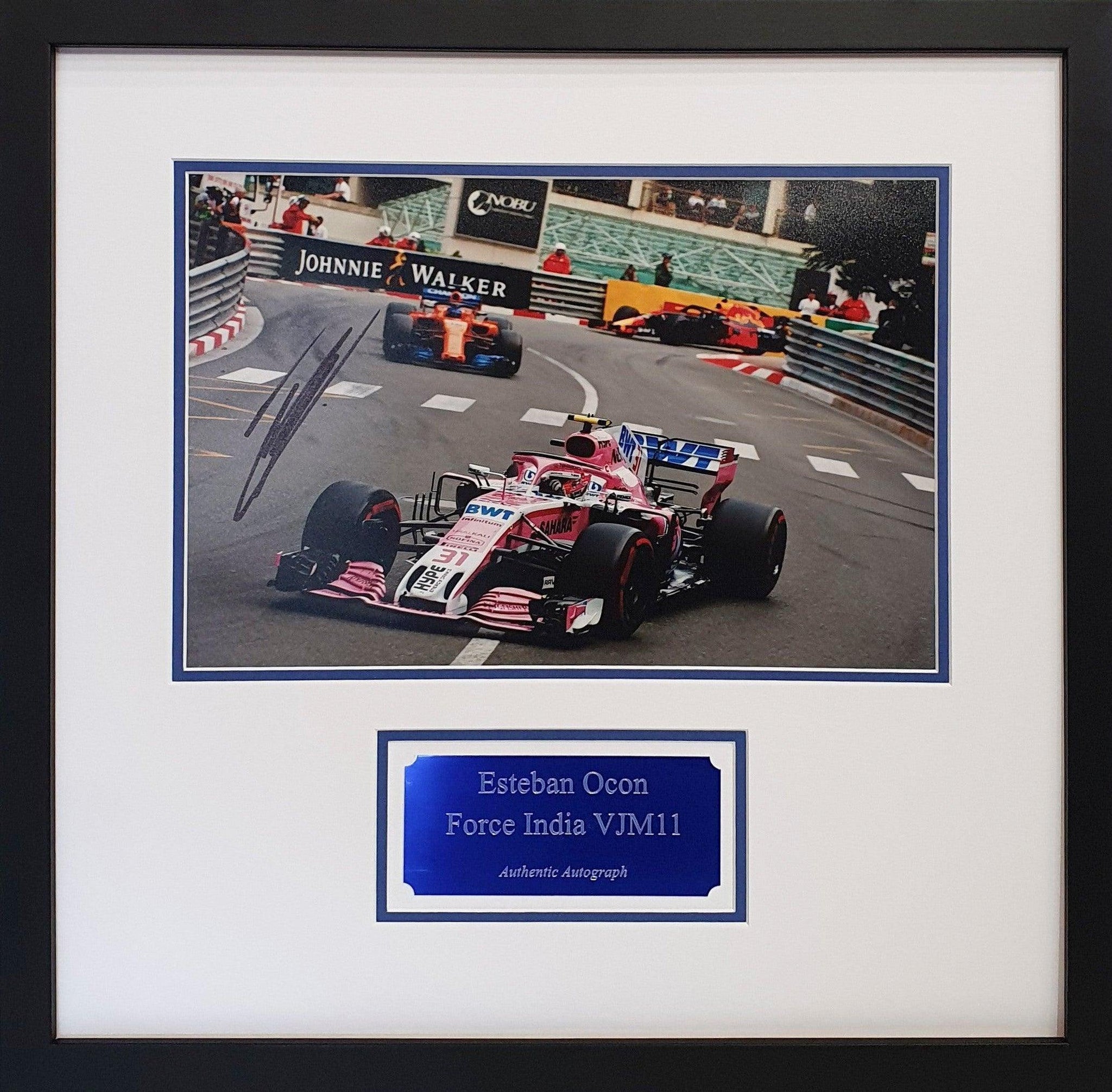 Esteban Ocon Signed Force India F1 Photo - Framed with COA - Darling Picture Framing