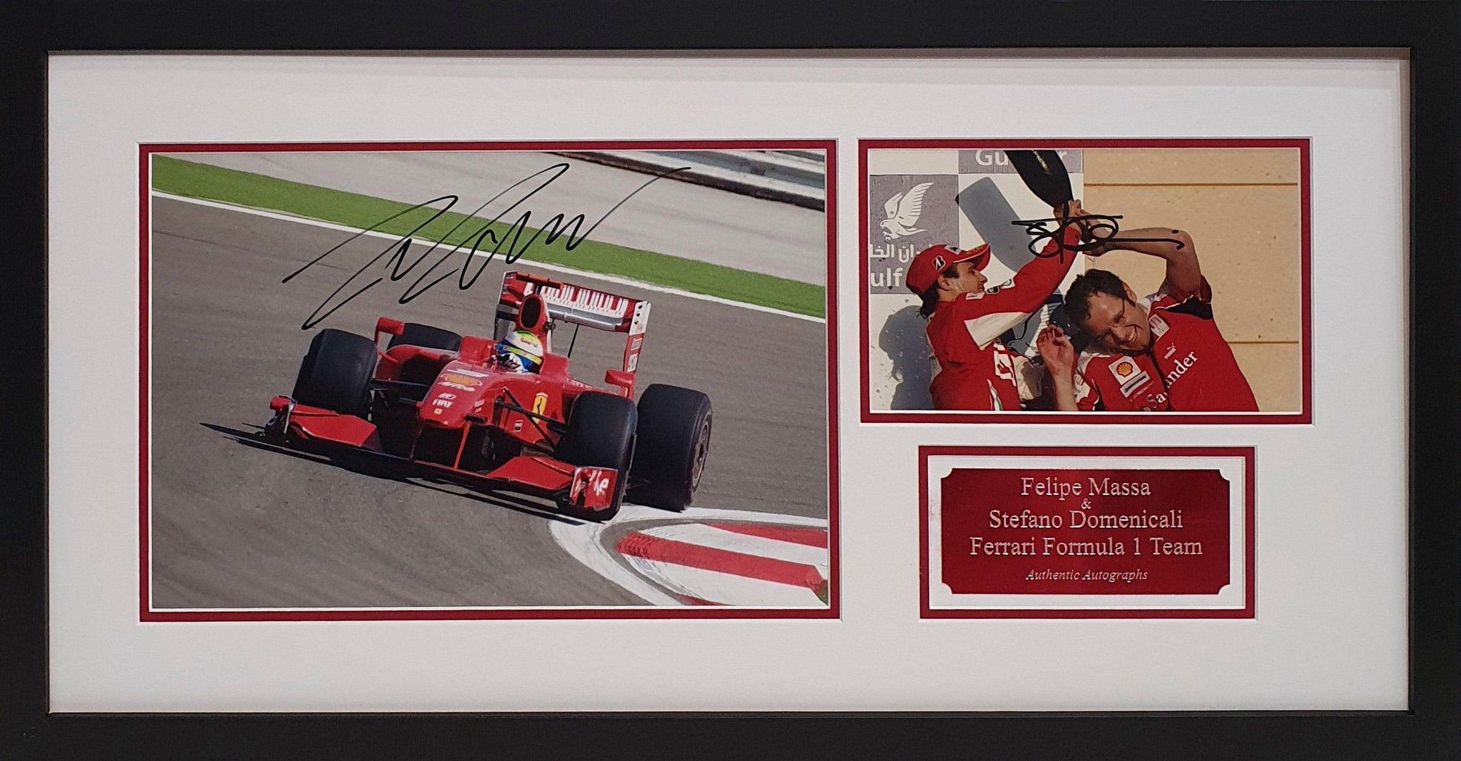 Felipe Massa & Stefano Domenicali Signed Ferrari F1 Photos - Framed with COA - Darling Picture Framing