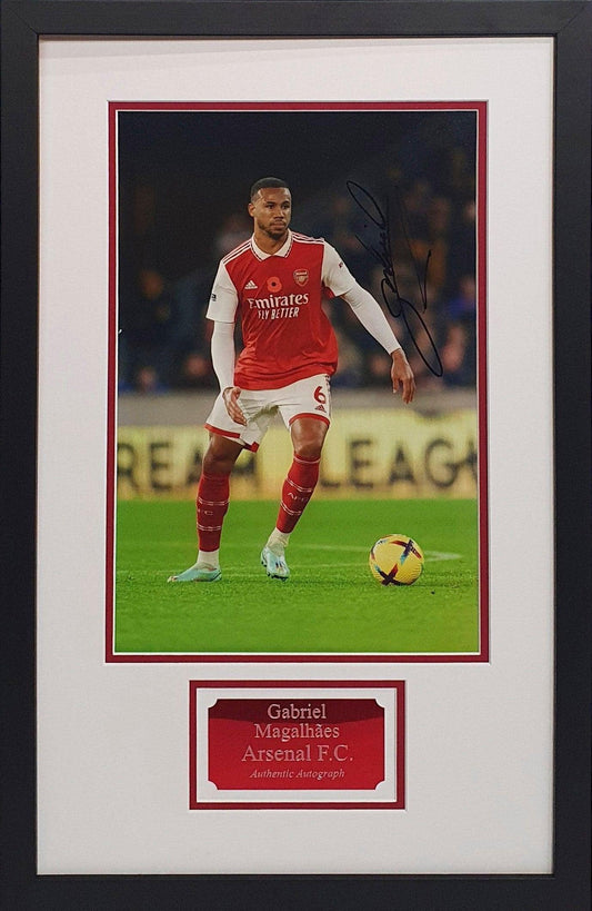 Gabriel Magalhaes Signed Arsenal Photo - Framed with COA - Darling Picture Framing