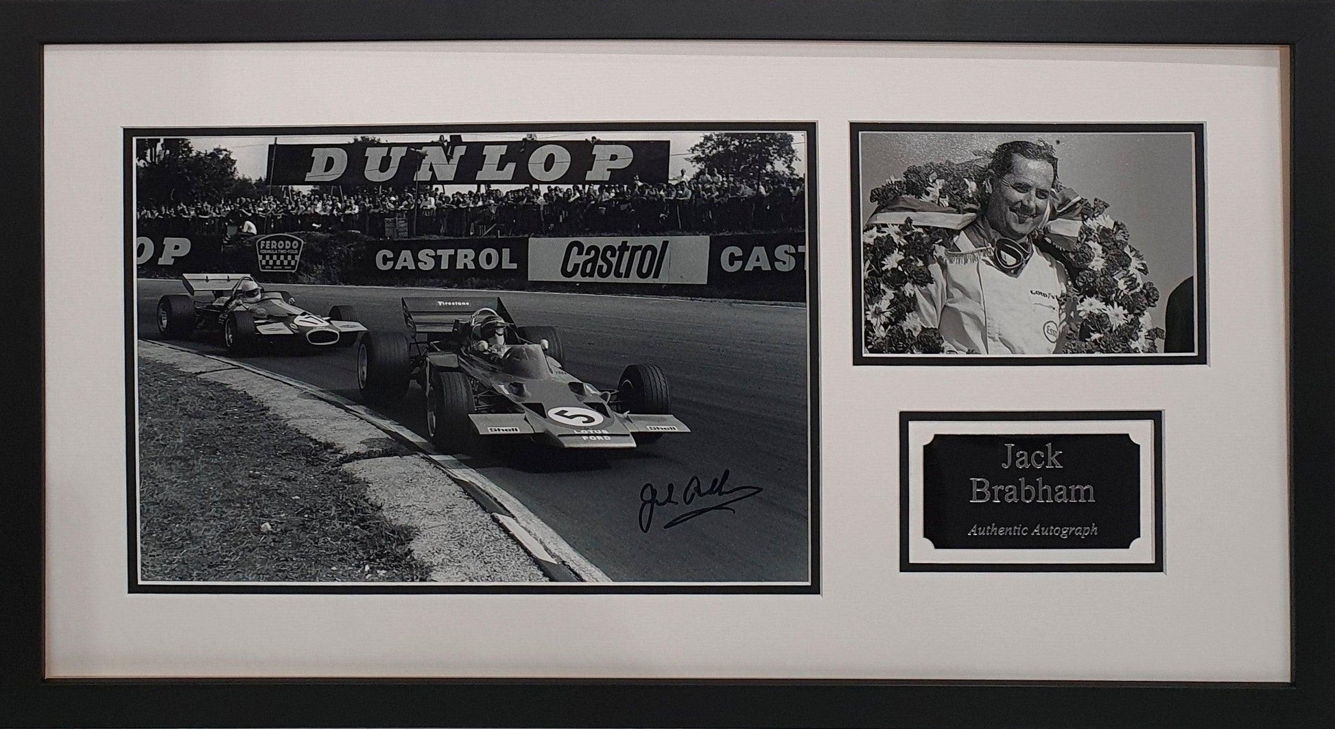 Jack Brabham Signed F1 Photo - Framed with COA - Darling Picture Framing