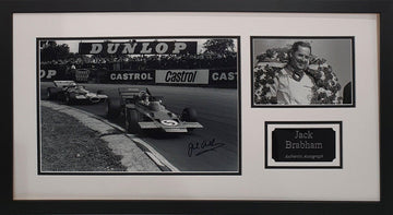 Jack Brabham Signed F1 Photo - Framed with COA - Darling Picture Framing