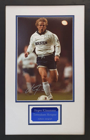 Jurgen Klinsmann Signed Spurs Photo - Framed with COA - Darling Picture Framing