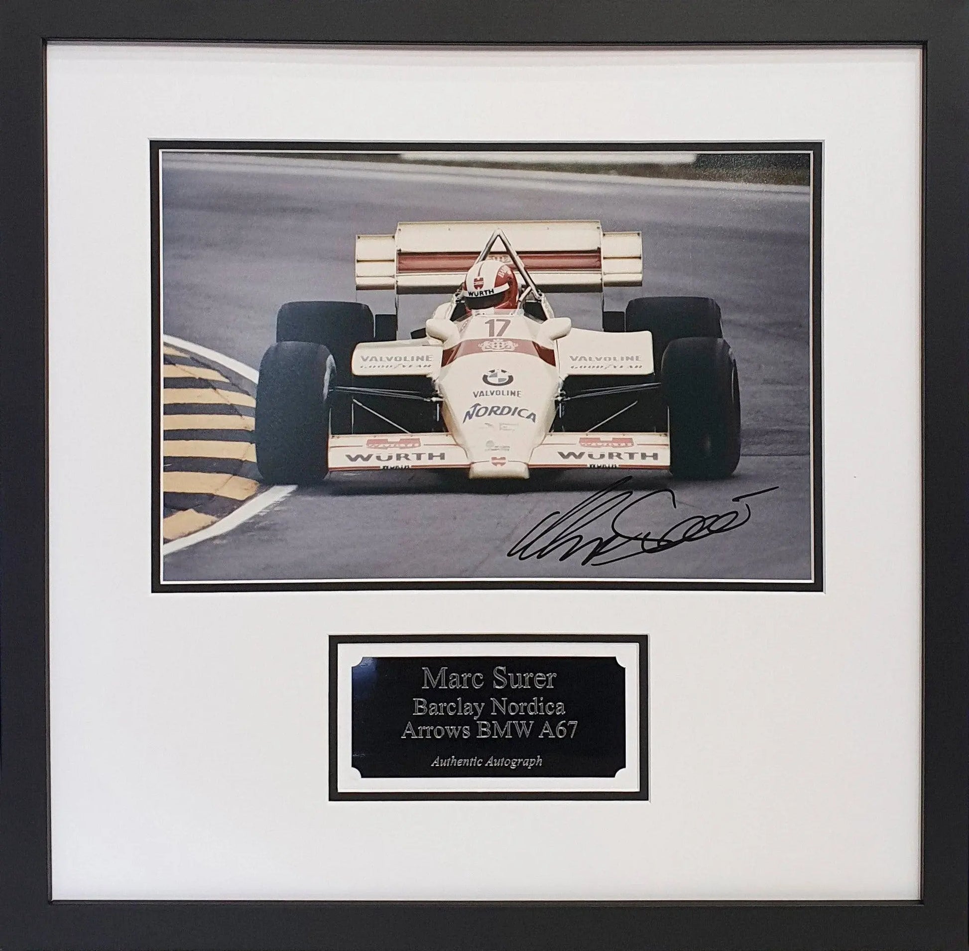 Marc Surer Signed Arrows BMW F1 Photo - Framed with COA - Darling Picture Framing