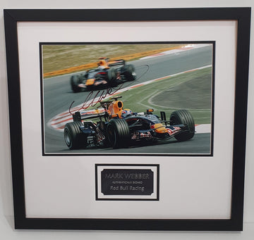 Mark Webber Signed Red Bull F1 Photo Framed. - Darling Picture Framing