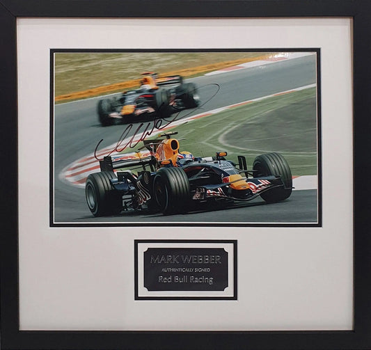 Mark Webber Signed Red Bull F1 Photo - Framed with COA - Darling Picture Framing