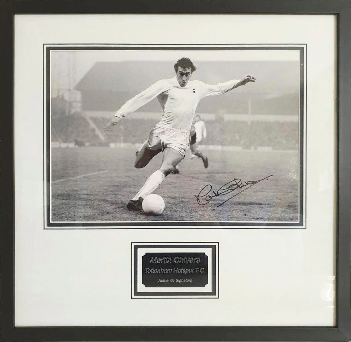 Martin Chivers Signed Spurs Photo - Framed with COA - Darling Picture Framing