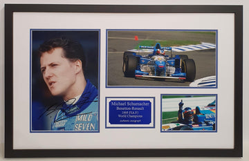 Michael Schumacher Signed Photo 1995 Benetton F1 Framed. - Darling Picture Framing