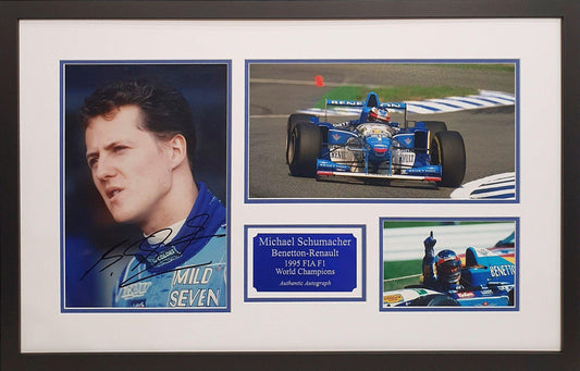 Michael Schumacher Signed 1995 F1 Champion Benetton Renault Photo – Framed with COA - Darling Picture Framing