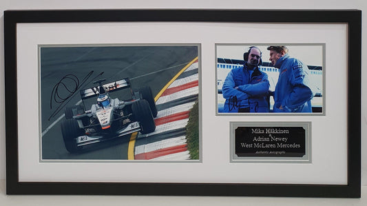 Mika Hakkinen & Adrian Newey Signed McLaren F1 Photo Framed. - Darling Picture Framing