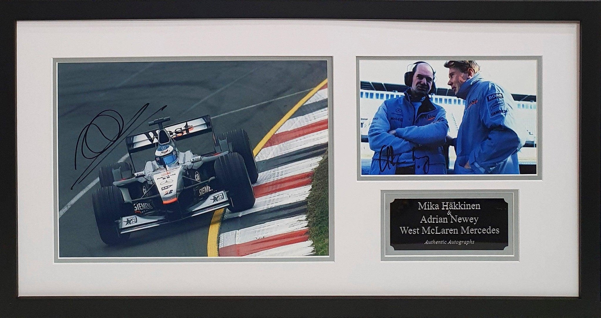 Mika Hakkinen & Adrian Newey Signed McLaren F1 Photo - Framed with COA - Darling Picture Framing