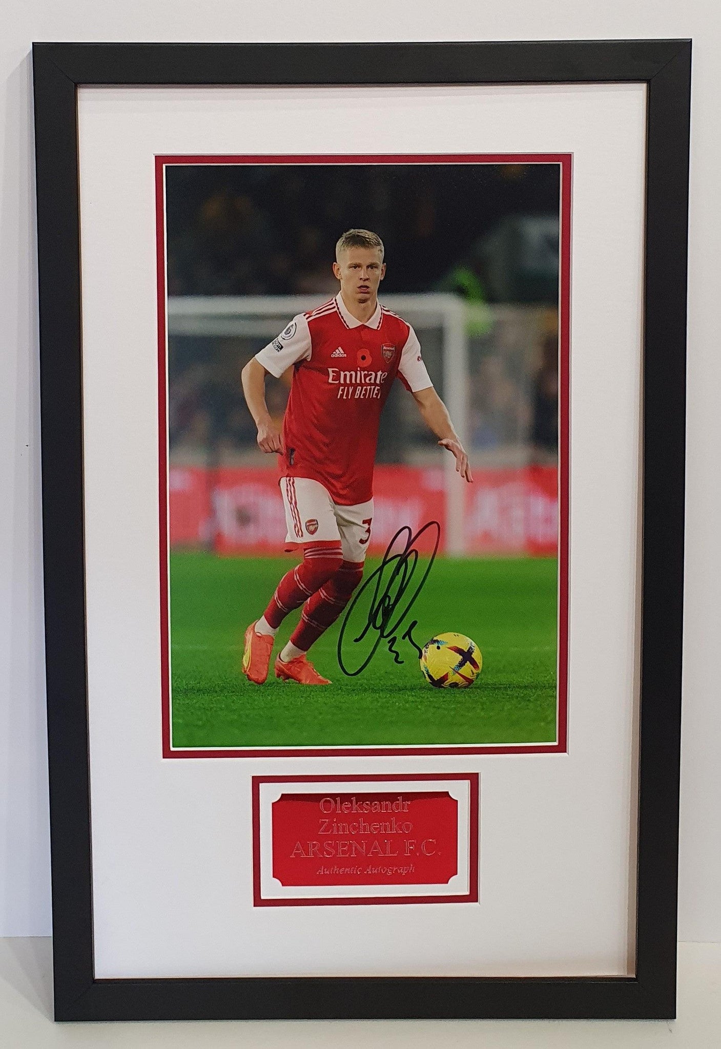 Oleksandr Zinchenko Signed Arsenal Photo Framed. - Darling Picture Framing