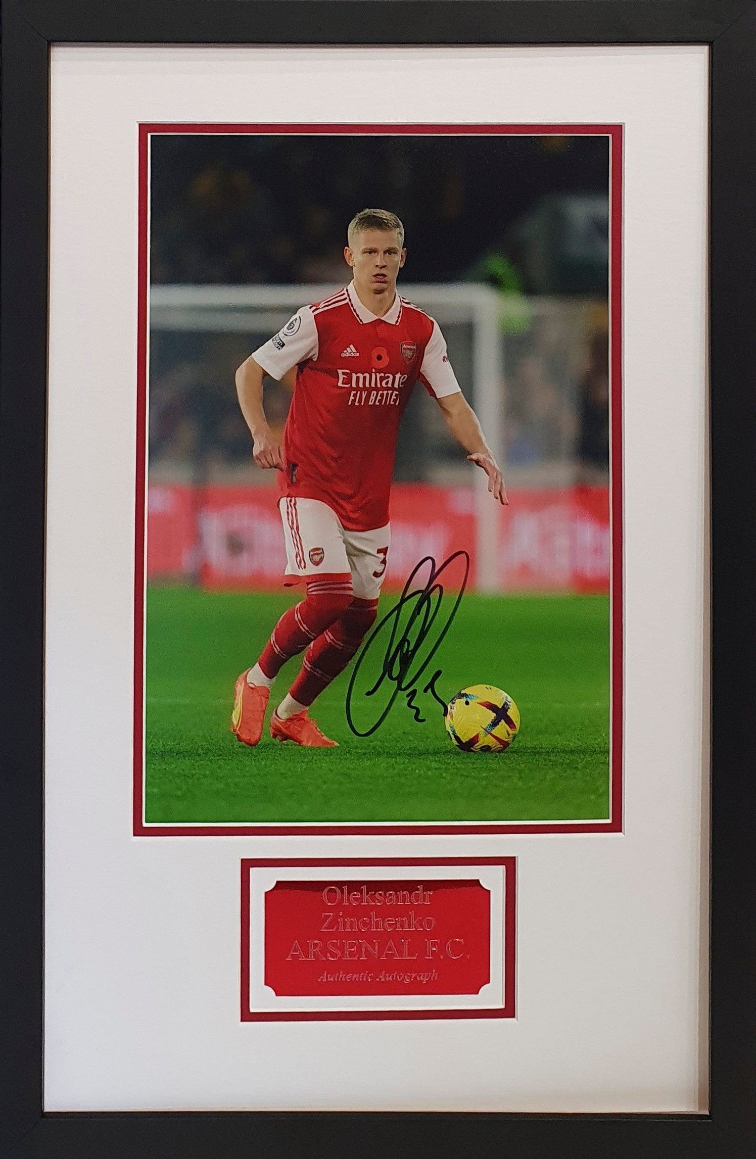 Oleksandr Zinchenko Signed Arsenal Photo - Framed with COA - Darling Picture Framing