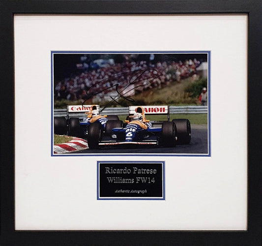 Ricardo Patrese Signed Williams FW14 Photo - Framed with COA - Darling Picture Framing