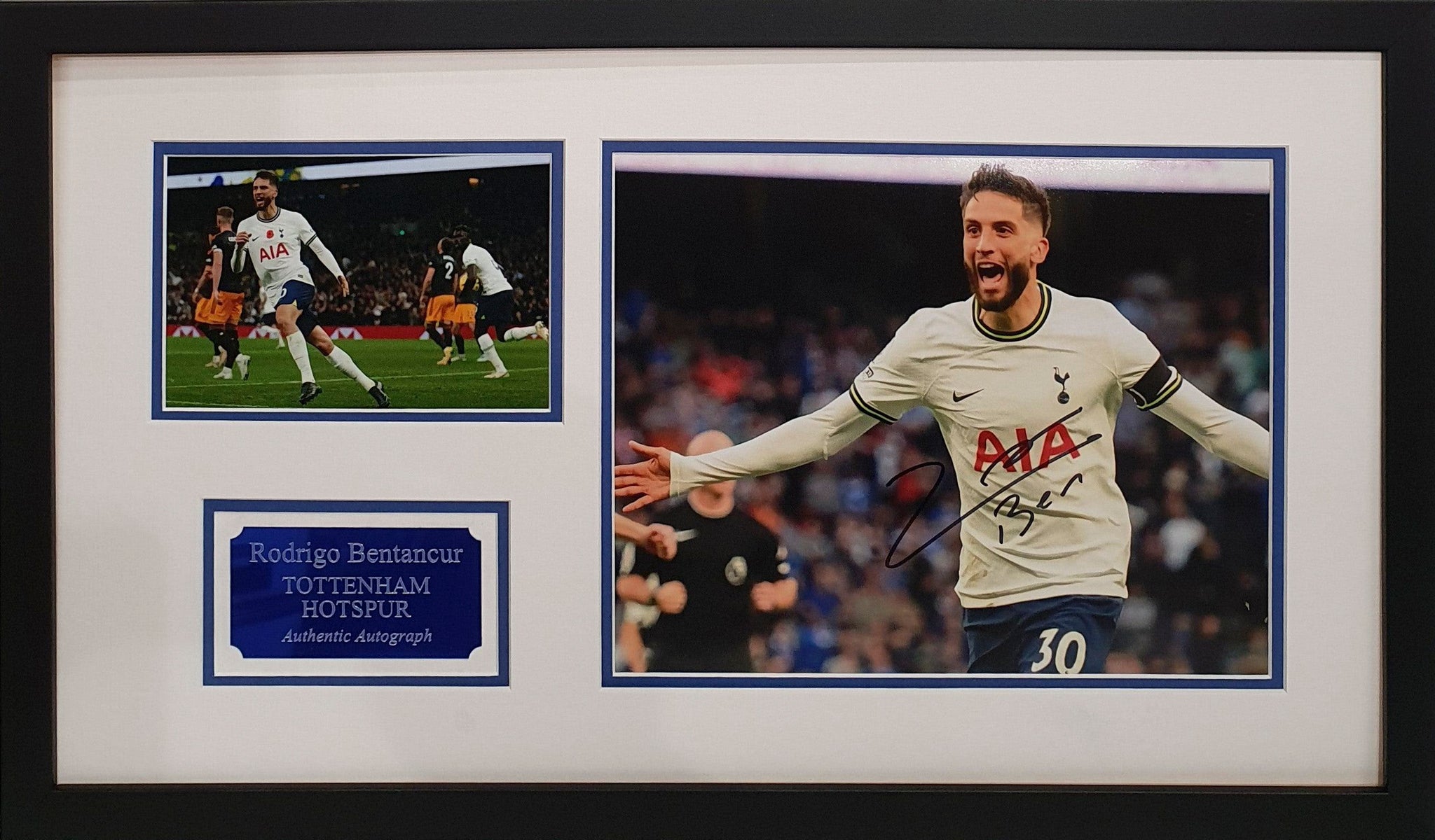 Rodrigo Bentancur Signed Spurs Photo - Framed with COA - Darling Picture Framing