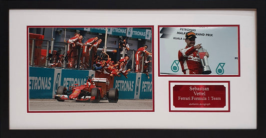 Sebastian Vettel Signed Ferrari F1 Photo - Framed with COA - Darling Picture Framing