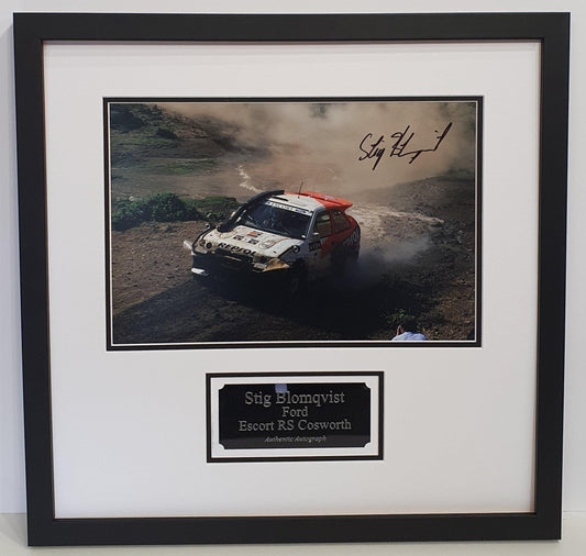 Stig Blomqvist Signed Escort RS Cosworth Photo Framed. - Darling Picture Framing