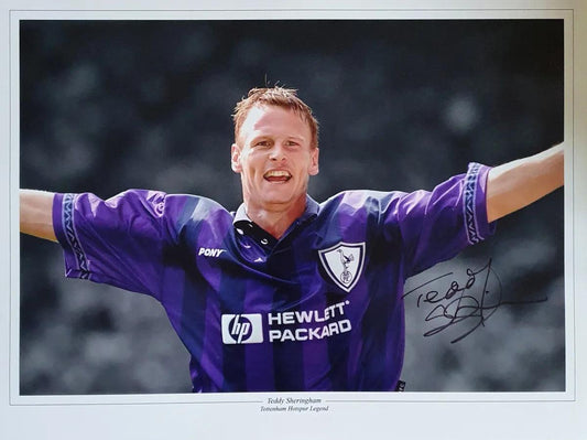 Teddy Sheringham Signed Spurs Photo. - Darling Picture Framing